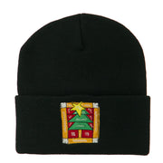 Christmas Tree with Frame Embroidered Beanie