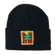 Christmas Tree with Frame Embroidered Beanie