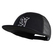 Old English Black N Patched Flat Bill Trucker Snapback Cap - Black OSFM
