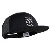 Old English Black N Patched Flat Bill Trucker Snapback Cap - Black OSFM