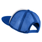 Old English Black N Patched Flat Bill Trucker Snapback Cap - White Royal OSFM