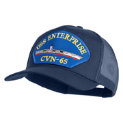 USS Enterprise CVN 65 Blue Patched Solid Cotton Twill 5 panel Mesh Back Cap - Navy OSFM