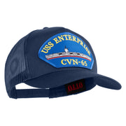 USS Enterprise CVN 65 Blue Patched Solid Cotton Twill 5 panel Mesh Back Cap - Navy OSFM