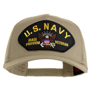 U.S. Navy Iraqi Freedom Veteran Patched Solid Cotton Twill 5 panel Mesh Back Cap - Khaki OSFM