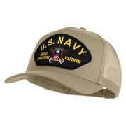 U.S. Navy Iraqi Freedom Veteran Patched Solid Cotton Twill 5 panel Mesh Back Cap - Khaki OSFM