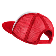 Old English Black N Patched Flat Bill Trucker Snapback Cap - White Red OSFM