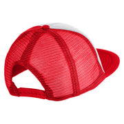 Old English Black N Patched Flat Bill Trucker Snapback Cap - White Red OSFM