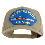 USS Enterprise CVN 65 Blue Patched Solid Cotton Twill 5 panel Mesh Back Cap - Khaki OSFM
