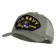 U.S. Navy Iraqi Freedom Veteran Patched Solid Cotton Twill 5 panel Mesh Back Cap - Grey OSFM
