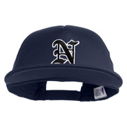 Old English Black N Patched Flat Bill Trucker Snapback Cap - Navy OSFM
