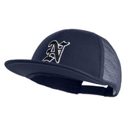 Old English Black N Patched Flat Bill Trucker Snapback Cap - Navy OSFM