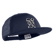 Old English Black N Patched Flat Bill Trucker Snapback Cap - Navy OSFM
