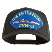 USS Enterprise CVN 65 Blue Patched Solid Cotton Twill 5 panel Mesh Back Cap - Charcoal OSFM