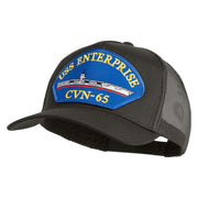 USS Enterprise CVN 65 Blue Patched Solid Cotton Twill 5 panel Mesh Back Cap - Charcoal OSFM