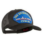 USS Enterprise CVN 65 Blue Patched Solid Cotton Twill 5 panel Mesh Back Cap - Charcoal OSFM