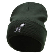 Rugby Player Catching Embroidered 12 Inch Long Knitted Beanie - Olive OSFM