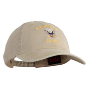 Veteran US Navy Embroidered Washed Cotton Twill Brass Buckle Cap - Khaki OSFM
