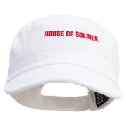 House of Soldier Embroidered Garment Washed Adjustable Army Cap - White OSFM