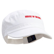 House of Soldier Embroidered Garment Washed Adjustable Army Cap - White OSFM