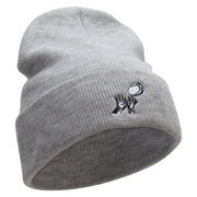 Rugby Player Catching Embroidered 12 Inch Long Knitted Beanie - Heather-Grey OSFM