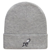 Rugby Player Catching Embroidered 12 Inch Long Knitted Beanie - Heather-Grey OSFM