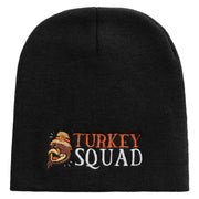 Turkey Squad Embroidered 8 inch Acrylic Short beanie - Black OSFM