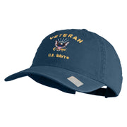 Veteran US Navy Embroidered Washed Cotton Twill Brass Buckle Cap - Navy OSFM