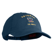 Veteran US Navy Embroidered Washed Cotton Twill Brass Buckle Cap - Navy OSFM