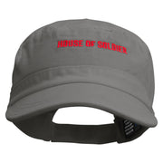 House of Soldier Embroidered Garment Washed Adjustable Army Cap - Grey OSFM