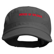 House of Soldier Embroidered Garment Washed Adjustable Army Cap - Black OSFM