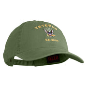 Veteran US Navy Embroidered Washed Cotton Twill Brass Buckle Cap - Olive OSFM