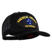 Americal Division Veteran Patched Solid Cotton Twill Mesh Prostyle Cap - Black OSFM