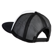 Old English Black S Patched Flat Bill Trucker Snapback Cap - White Black OSFM