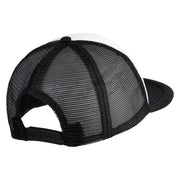 Old English Black S Patched Flat Bill Trucker Snapback Cap - White Black OSFM