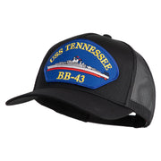 USS Tennessee BB 43 Blue Patched Solid Cotton Twill 5 panel Mesh Back Cap - Black OSFM
