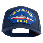 USS Tennessee BB 43 Blue Patched Solid Cotton Twill 5 panel Mesh Back Cap - Navy OSFM