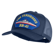 USS Tennessee BB 43 Blue Patched Solid Cotton Twill 5 panel Mesh Back Cap - Navy OSFM