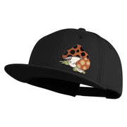 Polka Dots Mushrooms Iron On Patched 6 Panel High Profile Structured Snapback - Black OSFM