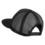 Old English Black S Patched Flat Bill Trucker Snapback Cap - Black OSFM