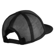 Old English Black S Patched Flat Bill Trucker Snapback Cap - Black OSFM