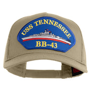 USS Tennessee BB 43 Blue Patched Solid Cotton Twill 5 panel Mesh Back Cap - Khaki OSFM