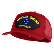 Americal Division Veteran Patched Solid Cotton Twill Mesh Prostyle Cap - Red OSFM
