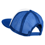 Old English Black S Patched Flat Bill Trucker Snapback Cap - White Royal OSFM
