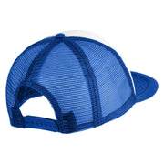 Old English Black S Patched Flat Bill Trucker Snapback Cap - White Royal OSFM