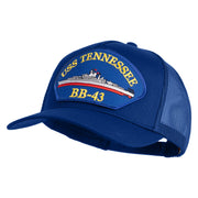 USS Tennessee BB 43 Blue Patched Solid Cotton Twill 5 panel Mesh Back Cap - Royal OSFM