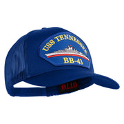 USS Tennessee BB 43 Blue Patched Solid Cotton Twill 5 panel Mesh Back Cap - Royal OSFM