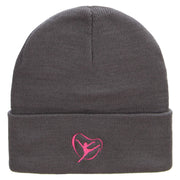 Gymnastic With Ribbon Embroidered 12 inch Acrylic Cuffed Long Beanie - Charcoal OSFM