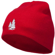 Christmas Snow Trees Embroidered Short Beanie