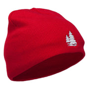 Christmas Snow Trees Embroidered Short Beanie