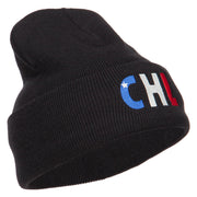 Chile CHL Flag Embroidered Long Beanie